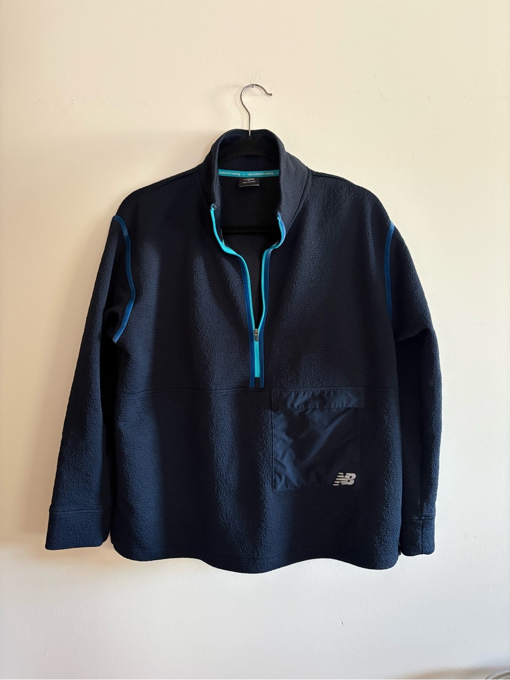New Balance Navy Fleece Half-Zip Pullover with Teal Trim
